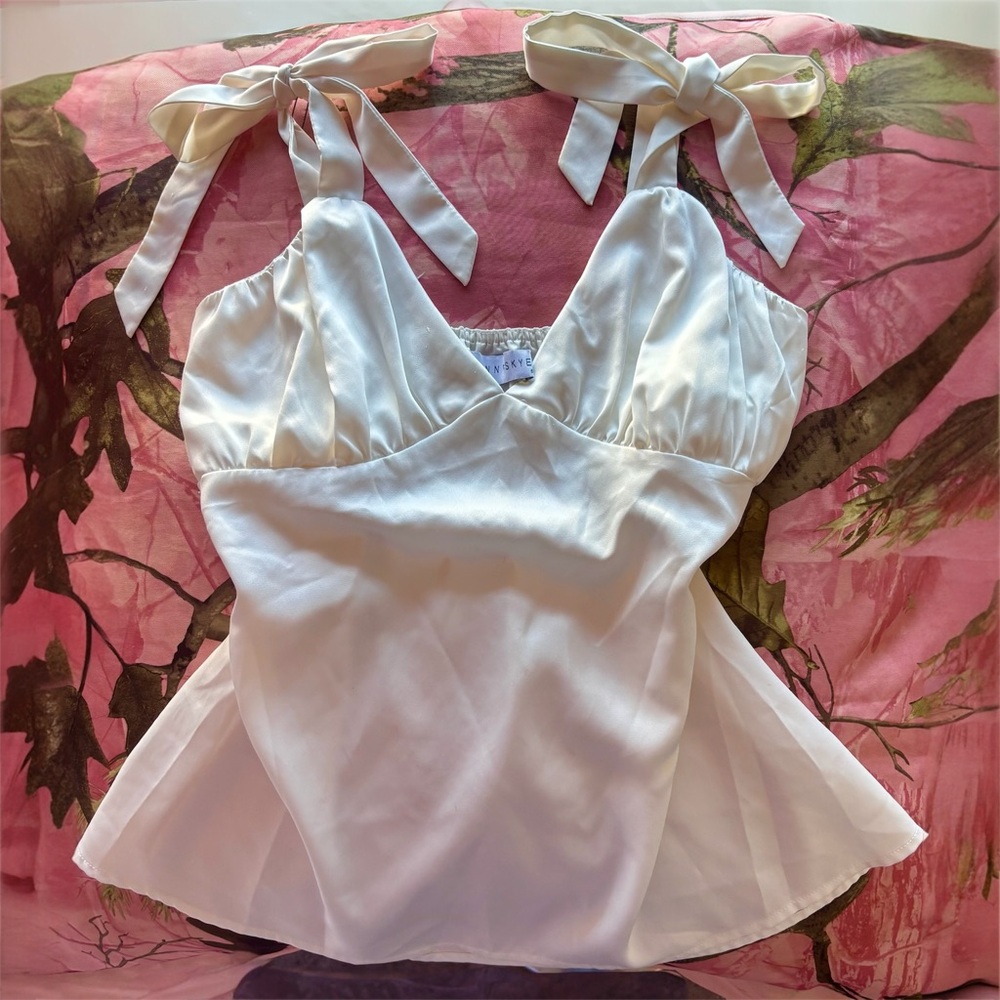 Flynn Skye White Satin Tie-Strap Cami